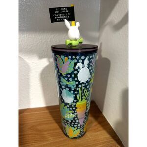 NWT Starbucks 2025 Easter Printed Bunny Carrots Straw Topper Tumbler NWT